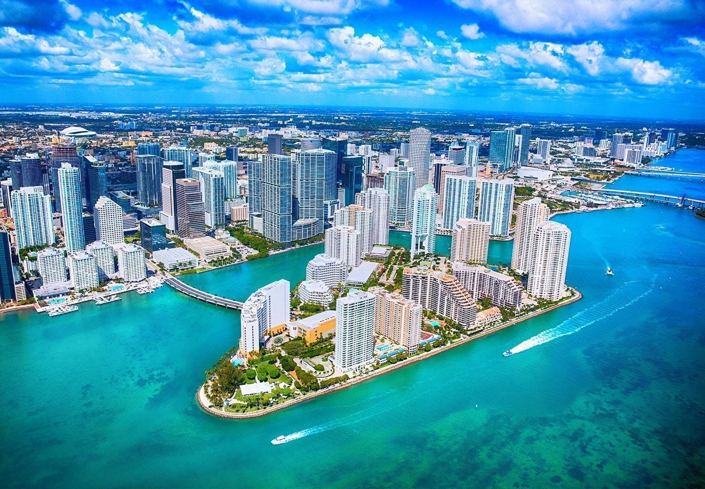 A city with many buildings and water